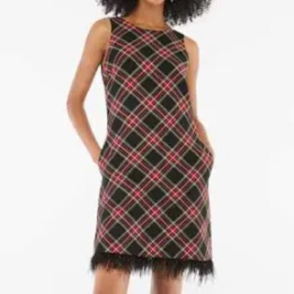 J. Crew Factory Black and Red Plaid Mini Dress